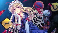 Hats blondes long hair anime girls touhou yakumo yukari purple 