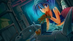 Hats gloves blue hair blue eyes indoors short hair touhou 