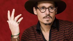 Hats Johnny Depp Actors rings red background men with glasses 