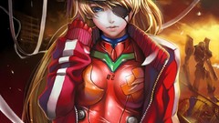 Hats long hair blue eyes brunettes asuka langley soryu neon 