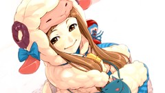 Hats smiling long hair anime girls brown eyes brunettes 