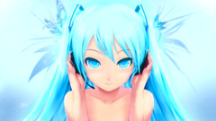 hatsune miku vocaloid anime girls Anime headphones blue eyes