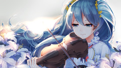 hatsune miku vocaloid violin Flowers anime girls Anime Music