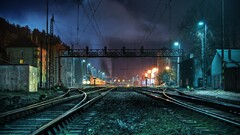 hdr photography railway lights train train station night