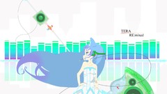 Headphones Anime blue hair anime girls blue eyes online Tera 