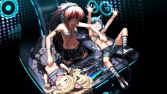 Headphones Anime DJ animal ears mixing tables