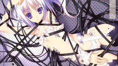 Headphones Anime Exit white hair anime girls purple eyes ecchi 