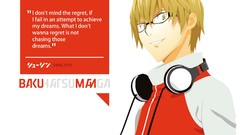 Headphones Anime glasses Typography Manga blondes bakuman akito 