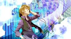 Headphones Anime red eyes blondes short hair anime boys Zetsuen 
