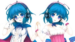 Headphones antenna glasses dress white background bracelets 