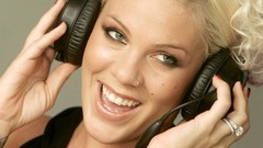 Headphones blondes woman models