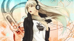 Headphones blondes woman soft