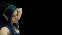 Headphones blue hair duck