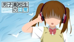 Headphones brunettes school uniforms Danshi Koukousei no 