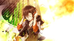 Headphones closed eyes brunettes anime boys Zetsuen no Tempest 