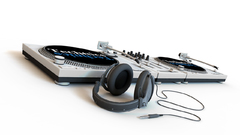 Headphones DJ turntables two