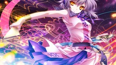 Headphones dress anime girls short hair yellow eyes touhou 