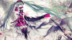 Headphones dress Ribbons microphones long hair anime girls 