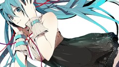 Headphones dress white background Ribbons wires stockings blue 