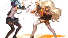 Headphones fight tie Fighting Ribbons bows blondes skirts long 