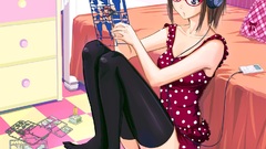 Headphones glasses meganekko anime
