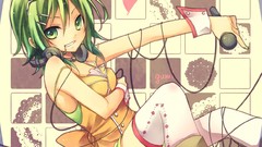 Headphones green eyes vocaloid green hair liar