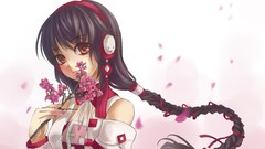 Headphones long hair anime girls braids vocaloid Yuezheng Ling