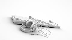 Headphones Music turntables white