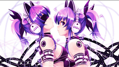 Headphones purple hair animal