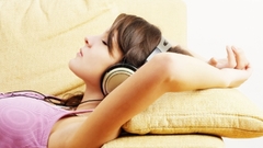 Headphones serenity eyes sleeping