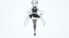 Headphones skirts blue hair smiling long hair anime girls blue 