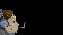Headphones smoke Cigarettes