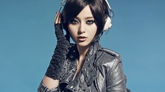 Headphones woman asians Leather