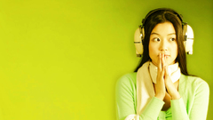 Headphones woman asians Simple