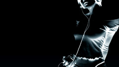 Headphones woman bangs headsets