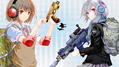 Headphones woman Guns girls