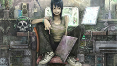 Headphones woman skulls Technology