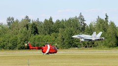 Helicopters Canada takeoff air force F-18 f-18 hornet coast 