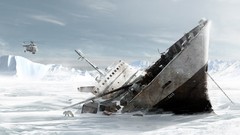 Helicopters Polar Bears artwork sinking ships snow landscapes 