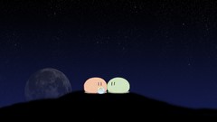 Hills moon family night sky dango