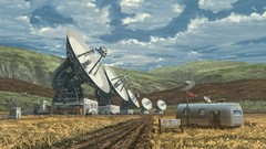 Hills UFO Radio fields satellite dish vehicles artwork