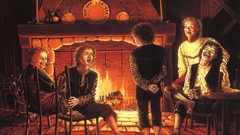 Hobbits Tolkien the lord of the rings fantasy art fireplaces