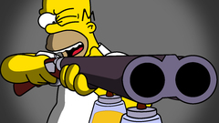 Homer Simpson shotguns The