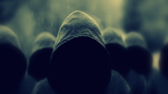 hoods rain People black dark digital art artwork