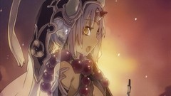 Horns anime girls yellow eyes open mouth Bunbun