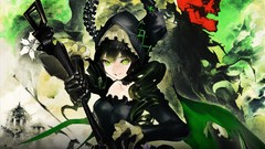 Horns green eyes black rock shooter black hair Dead Master 