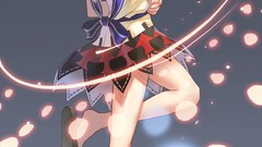 Horns red eyes scarfs short hair touhou miniskirts danmaku 