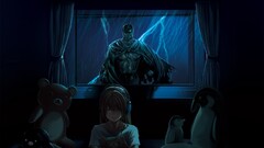 horror cyborg headphones Women teddy bears window curtain