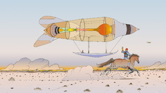 Horses drawings science fiction fantasy art deserts blimps 