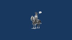 Horses Monty Python and the Holy Grail Knights blue background 
